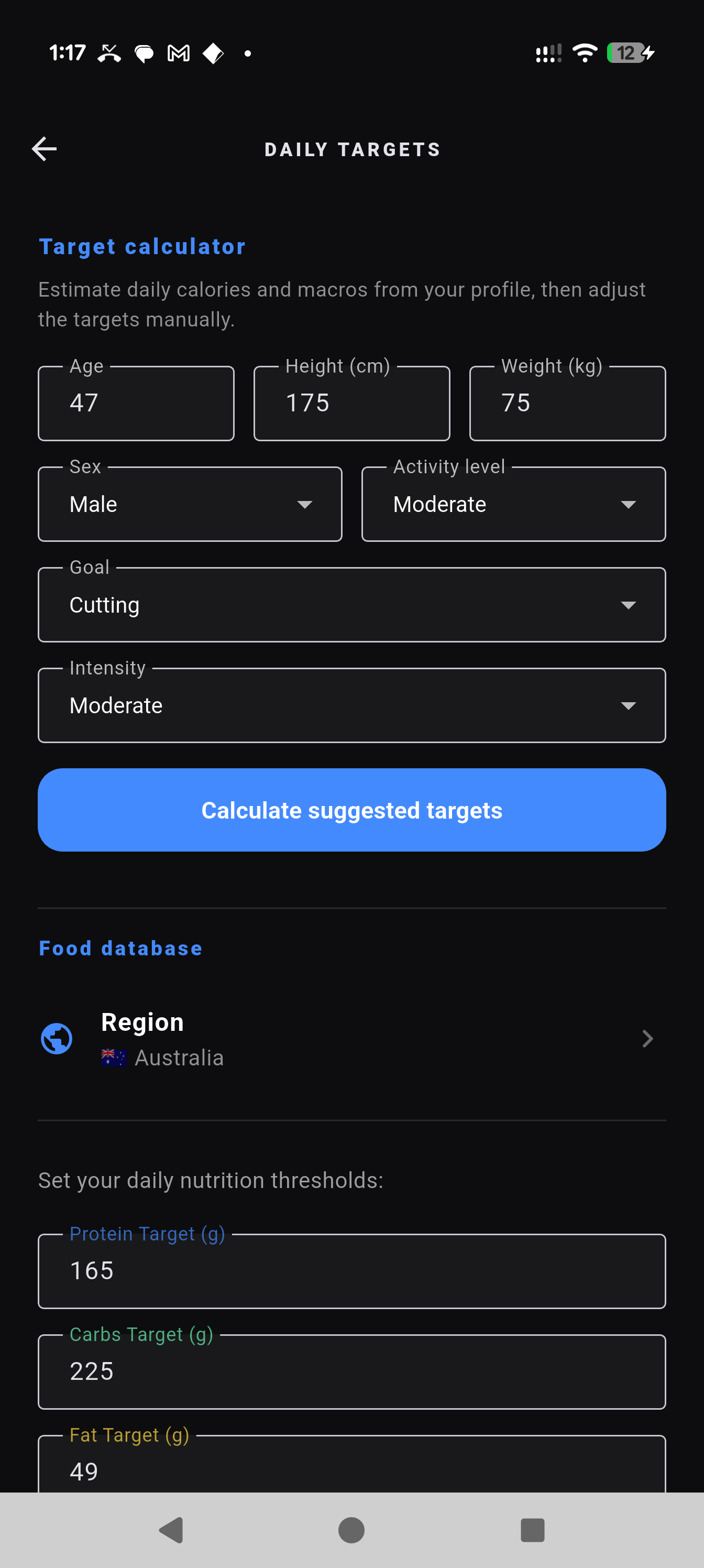 BareMacros Settings - Privacy and Goals